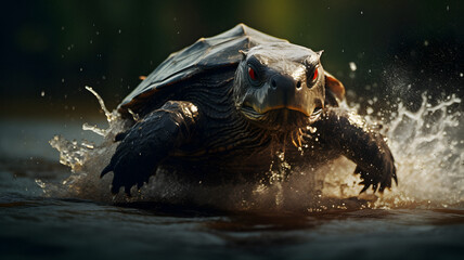 Obraz premium turtle that is splashing water on itself Generative AI