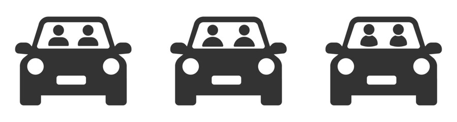 Carpool vector icons. Car sharing signs set. Road trip vector icons