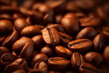 Naklejka premium Coffee beans on coffee color background 