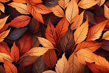 seamless autumn pattern seamless leaves pattern , in the style of free brushwork, orange, pattern-based painting