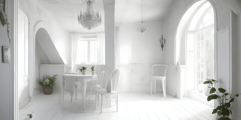 White Room interior. AI Generated