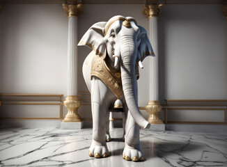 Noble elephant marble statue (AI generative)