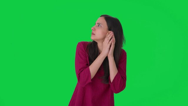 Indian woman getting scared of ghosts Green screen