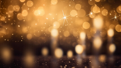 Gold bokeh with blurred background for christmas