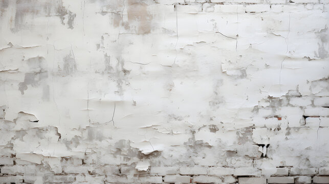 Ruined white industrial brick wall background