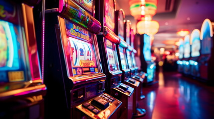 Slot Machine games in Casino - obrazy, fototapety, plakaty