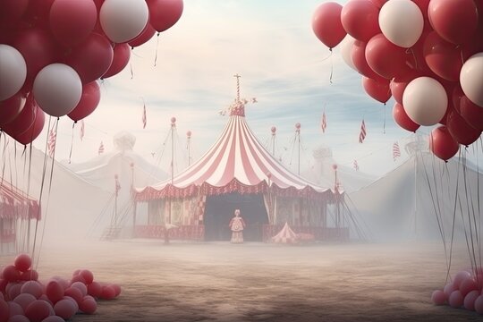 Circus tent in the park with sky background