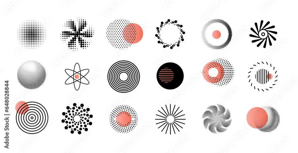 Aufkleber abstract patterns. geometry logo design with lines and dots. geometric flat shapes. graphic circular