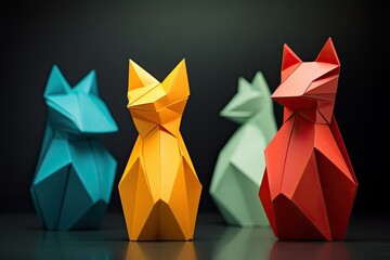 colourful origami paper sculptures. the origami art