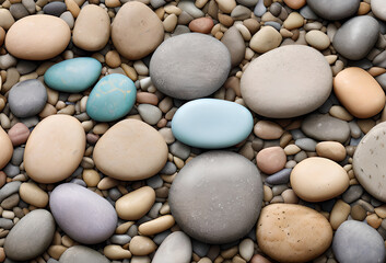 Fototapeta na wymiar River colorful stones background texture, Generative AI