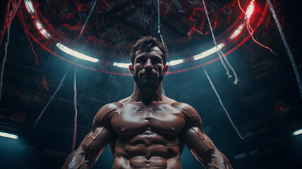 arafed man in a gym with a rope in his hand Generative AI - obrazy, fototapety, plakaty