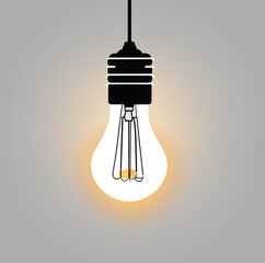 warm light bulb illustration, hanging bulb