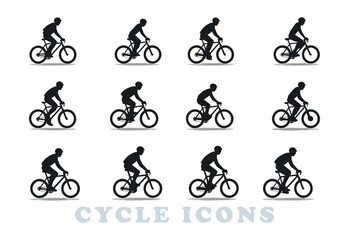 Bike types and cycling sign set.