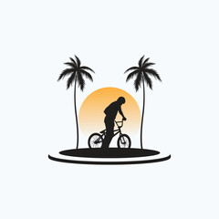 Obraz na płótnie Canvas bicycle cyclists riding their bikes in silhouette.bicycle logo