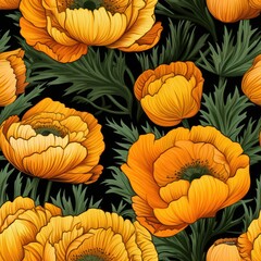 Seamless flower ranunculus pattern