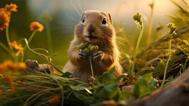 small rodent that is eating some food Generative AI