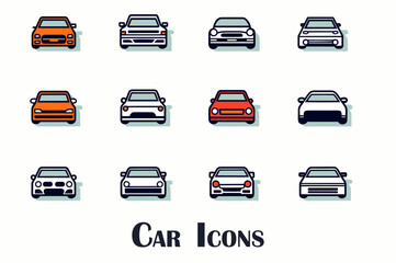 set of car icons vector