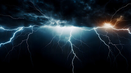 a close up of a lightning bolt hitting a dark sky Generative AI