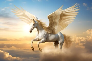 Eleganter Flug des weißen Pegasus