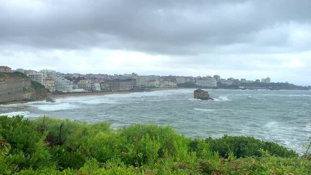 Aerial cityscape of Biarritz seen from the Cap Saint-Martin