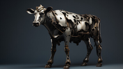 cow made of metal with spots on it Generative AI