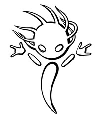 Symbolic sign of a little man as a symbol of wind and freedom