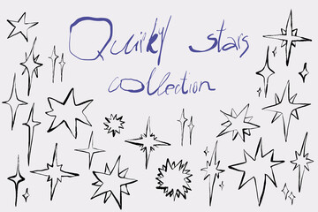 Quirky stars collection, mystic set, black line art - 648039220