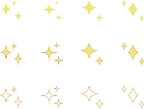 キラキラ輝く星の背景素材セット/ピカピカ/新品/イラスト