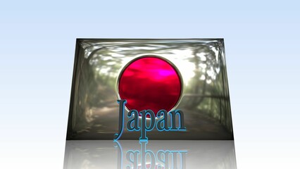 床に映るJapanの国旗と国名のテキスト1-3-2