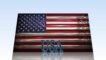 Fototapeta premium 床に映るUSAの国旗とテキスト