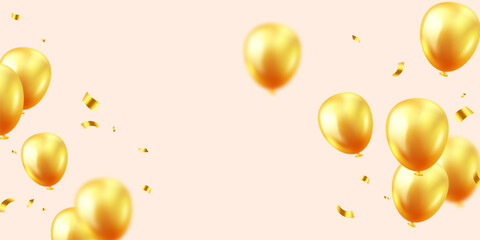 3d beautiful yellow balloon design vector background banner template illustration