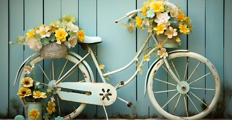 Printed kitchen splashbacks Bike beautiful bicycle with flowers