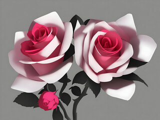 pink rose on a gray background,ai generative 