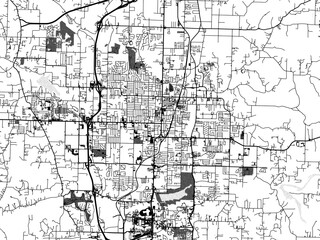 Greyscale vector city map of  Springdale Arkansas in the United States of America with with water, fields and parks, and roads on a white background.
