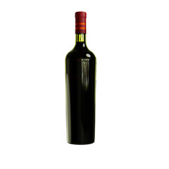 3D illustration, 3D rendering close-up of black wine bottle Cut away isolated 3D mockup