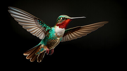 Obraz premium hummingbird flying in the air with its wings spread Generative AI