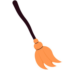 Halloween Witch's Flying Broom Illustration
