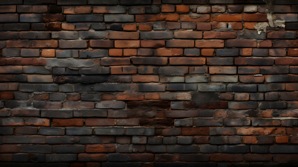 a close up of a brick wall with a red and black design Generative AI