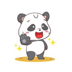 Cute panda with OK hand sign cartoon character. Kawaii adorable animal concept design. Isolated white background. Vector art illustration