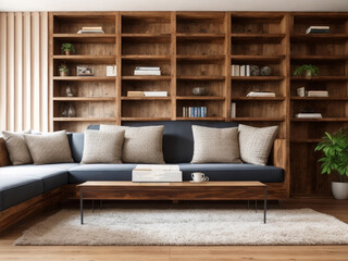 Obraz na płótnie Canvas Gray Color Sofa Set in a wooden room