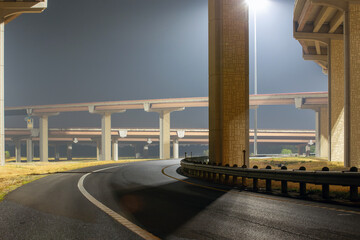 Night view of desolate overpasses