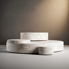 3D stone product display on vintage grunge background, Minimal marble showcase stage, simple nature dais, studio lighting, Generative AI.