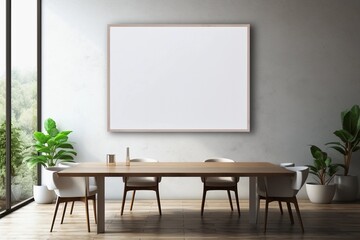 mockup modern frame at modern interior wall 