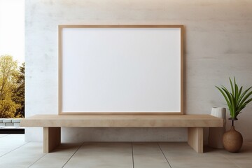 mockup modern frame at modern interior wall 