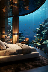 Undersea view resort luxury bedroom