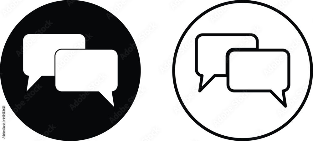 Poster talk bubble speech icon set in two styles isolated on white background . comment icon set . chat ico