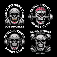 Vector pack of skull gym fitness logo. Element logo design