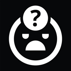 Uncertainty, emoji, solution icon. Black and white vector design.