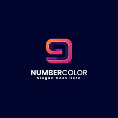 Vector Logo Illustration Number 9 Gradient Colorful Style