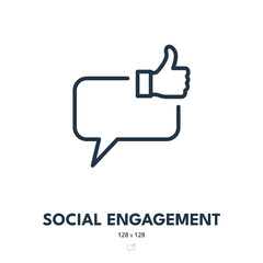 Social Engagement Icon. Interaction, Connection, Communication. Editable Stroke. Simple Vector Icon